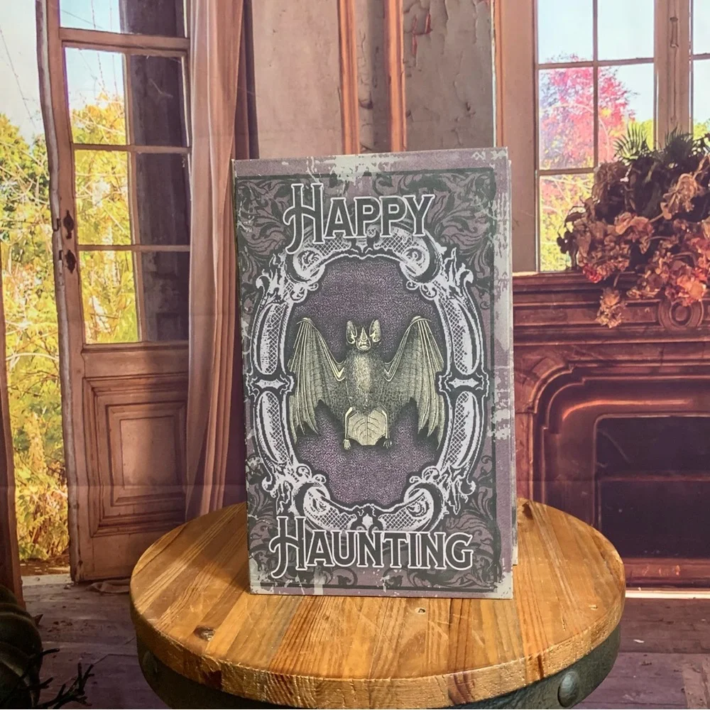 Happy Haunting Halloween Faux Book Decor Remote Control Storage Stash Decor - Picture 1 of 12